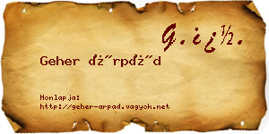 Geher Árpád névjegykártya